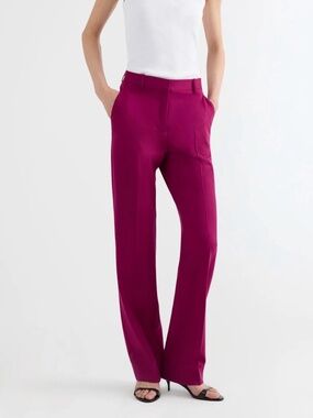 Argent Straight Leg Trouser in Seasonless Wool in Magenta